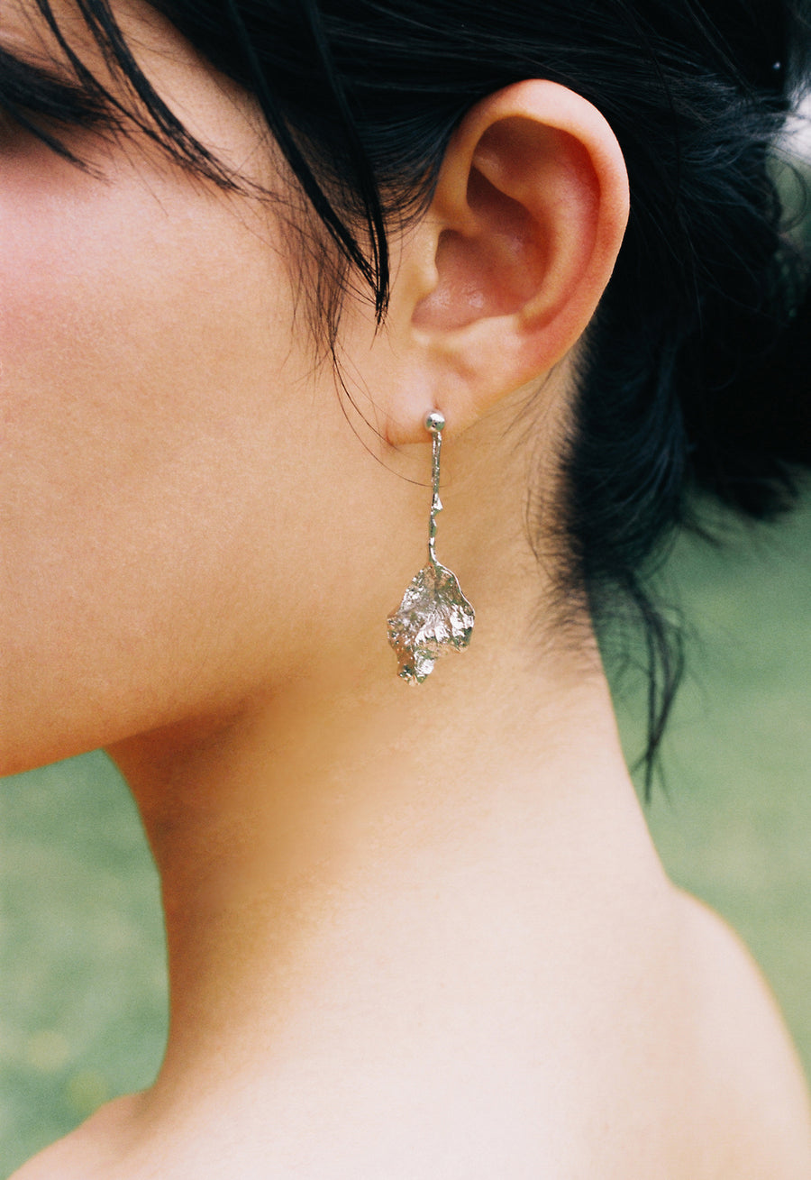 Rose Leaf Palladium Earrings