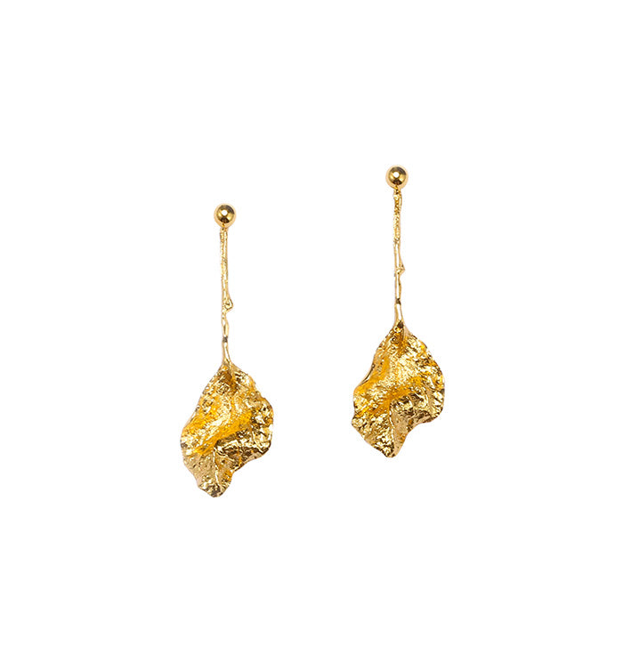 Rose Leaf Gold Earrings